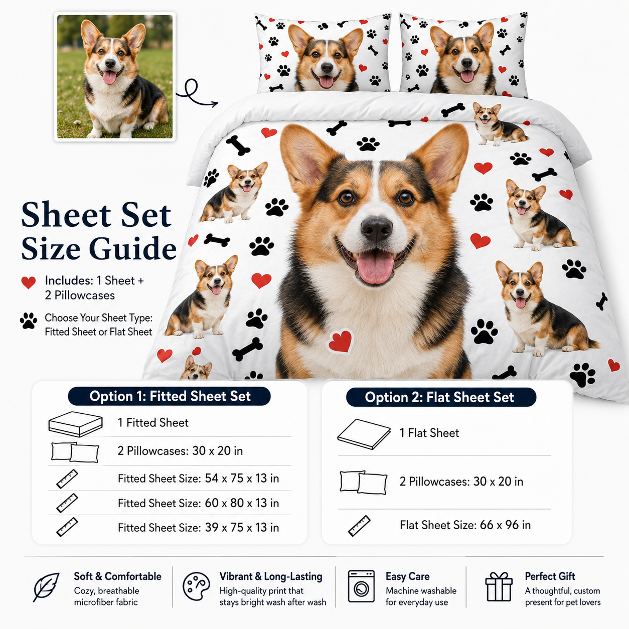 Custom Pet Face Bedding Set, Personalized Dog Lover Bedroom Decor THUC99