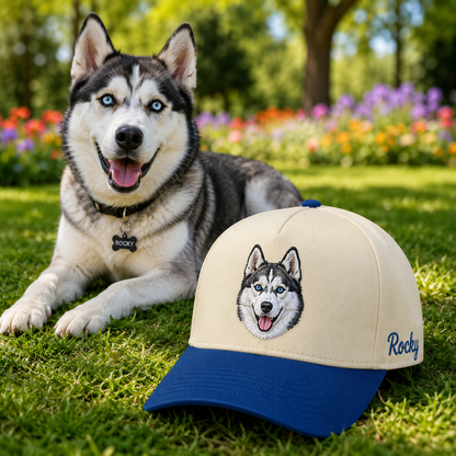 Custom Pet Face Embroidered Hat, Personalized Dog Name Hat, Dog Mom Dad Gift THUC99