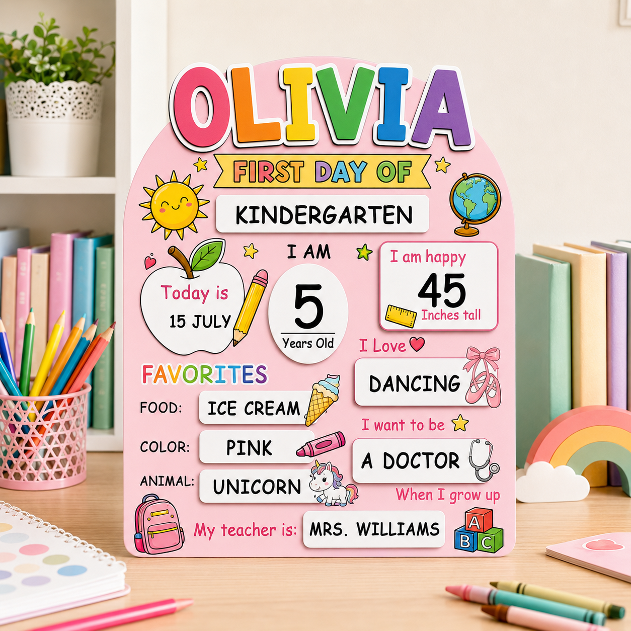 Custom Name First Day Last Day of School Sign, Custom Acrylic School Keepsake THUC99