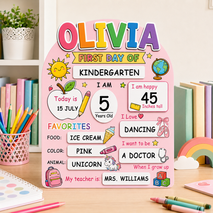 Custom Name First Day Last Day of School Sign, Custom Acrylic School Keepsake THUC99