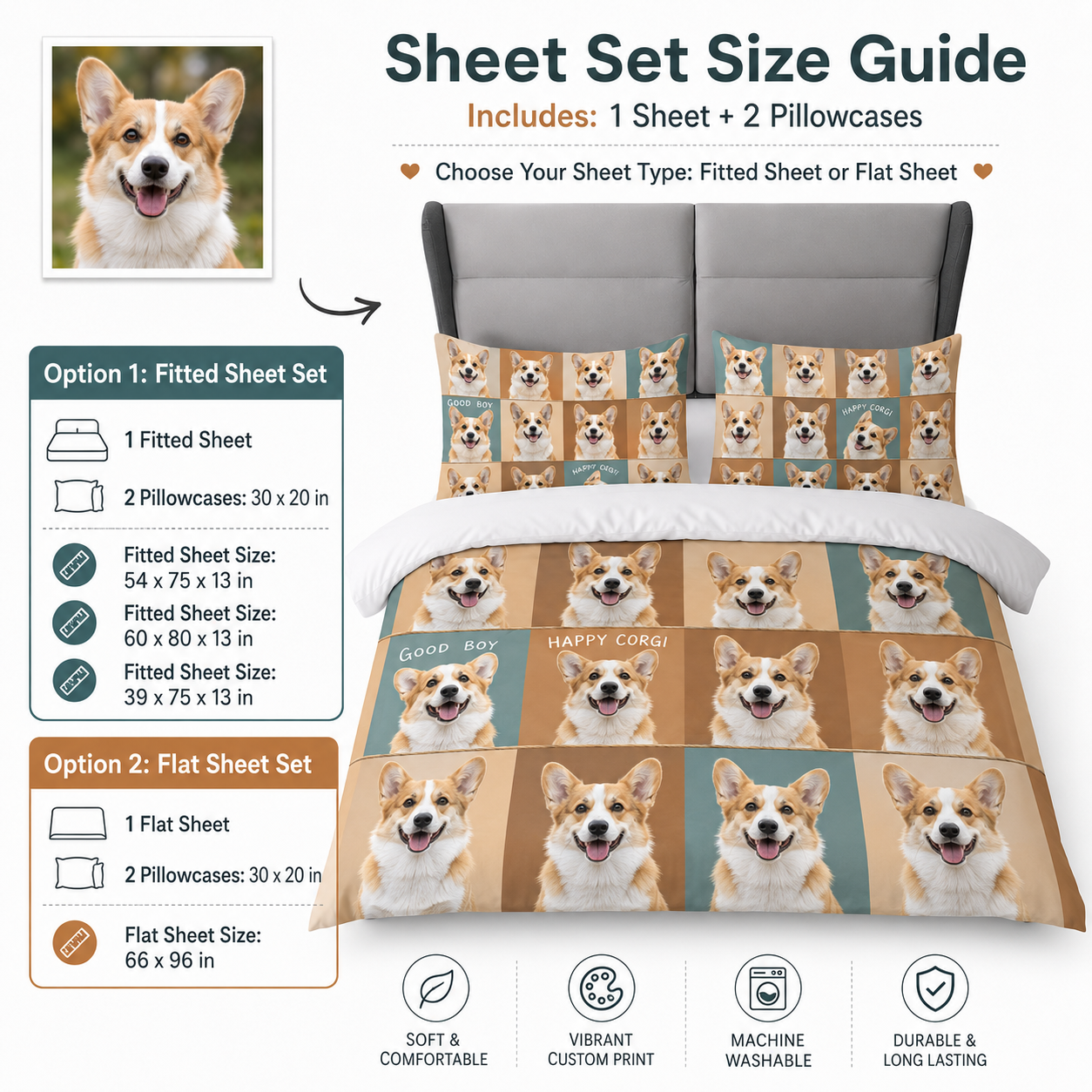 Custom Dog Face Duvet Cover Set, Personalized Pet Lover Gift THUC99