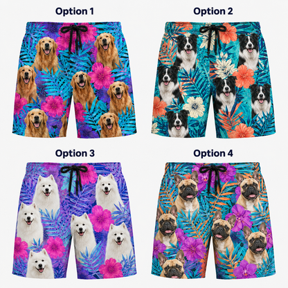 Personalized Custom Dog Picture Beach Shorts Summer Swim Trunks for Men THUC99