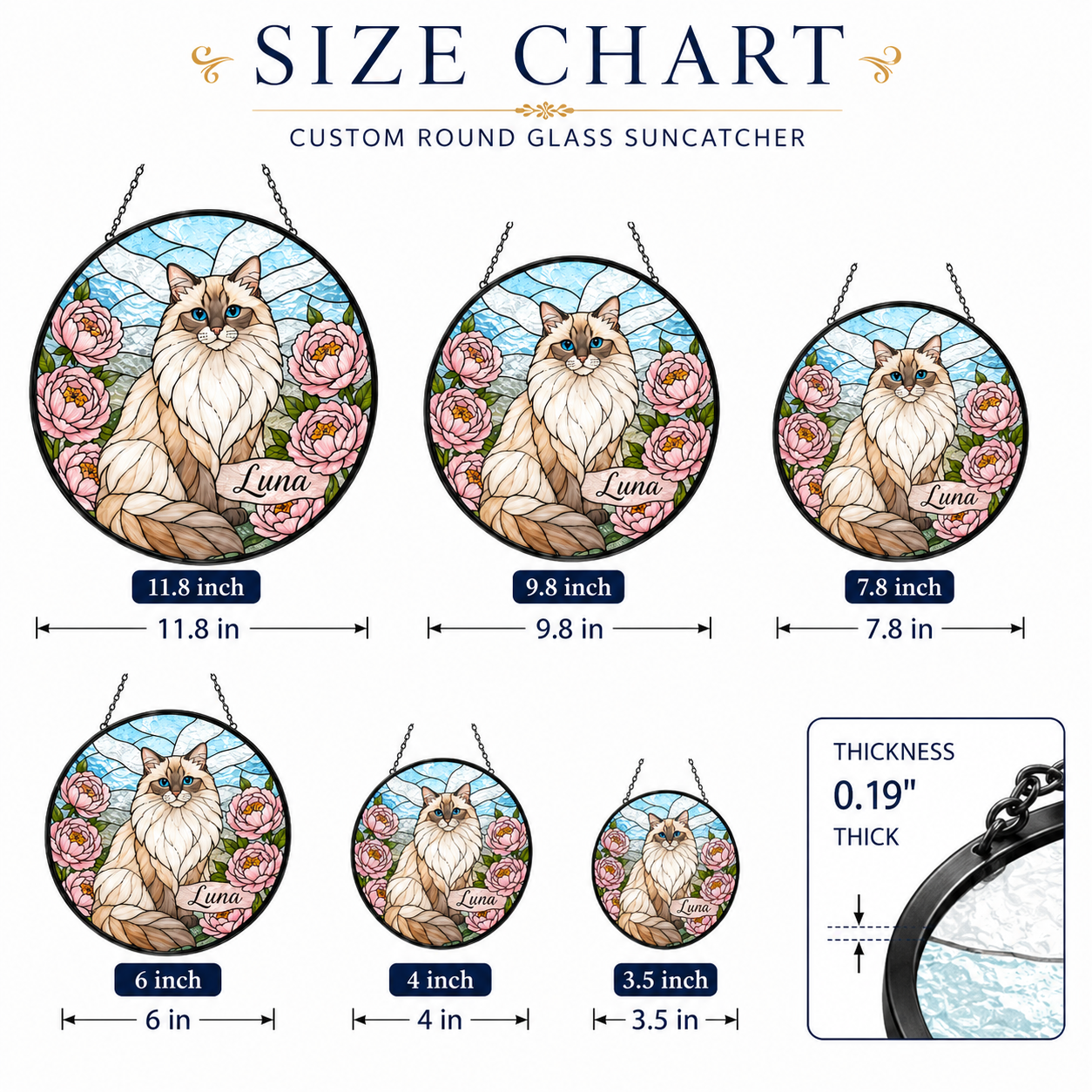 Custom Photo Pet Cat Glass Suncatcher – Personalized Cat Sympathy Memorial Gift THUC99