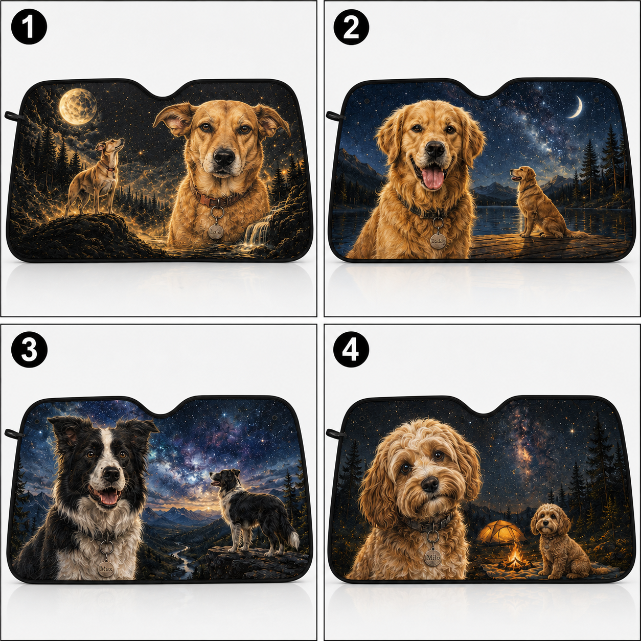 Personalized Pet Car Sun Shade, Custom Dog Photo Auto Windshield Cover, Foldable Car Accessories Gift THUC99