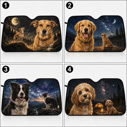 Personalized Pet Car Sun Shade, Custom Dog Photo Auto Windshield Cover, Foldable Car Accessories Gift THUC99