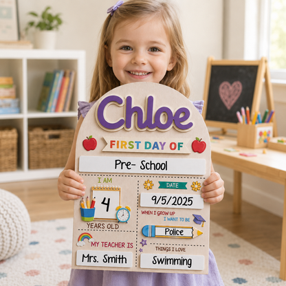 Custom Name Last Day of School Sign, Personalized School Milestone Board THUC99