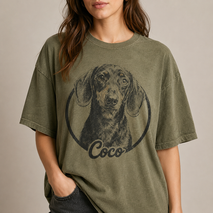 Custom Dog Picture Wash T-Shirt, Personalized Pet Owner Gift | Gift For Dog Lovers THUC99