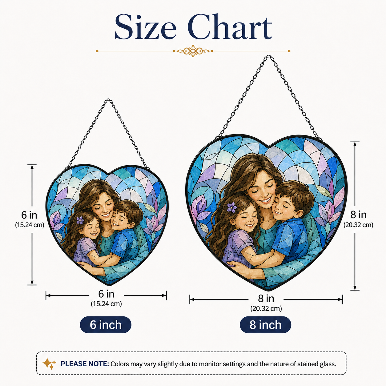 Personalized Mom Photo Glass Suncatcher, Custom Mother Child Window Hanging Gift THUC99
