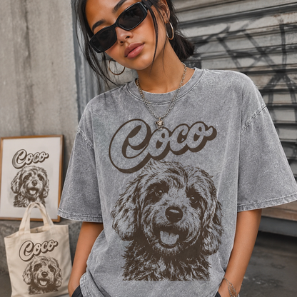 Custom Photo Dog Vintage Wash T-Shirt, Personalized Pet Lover Gift | Dog Lover Shirt THUC99