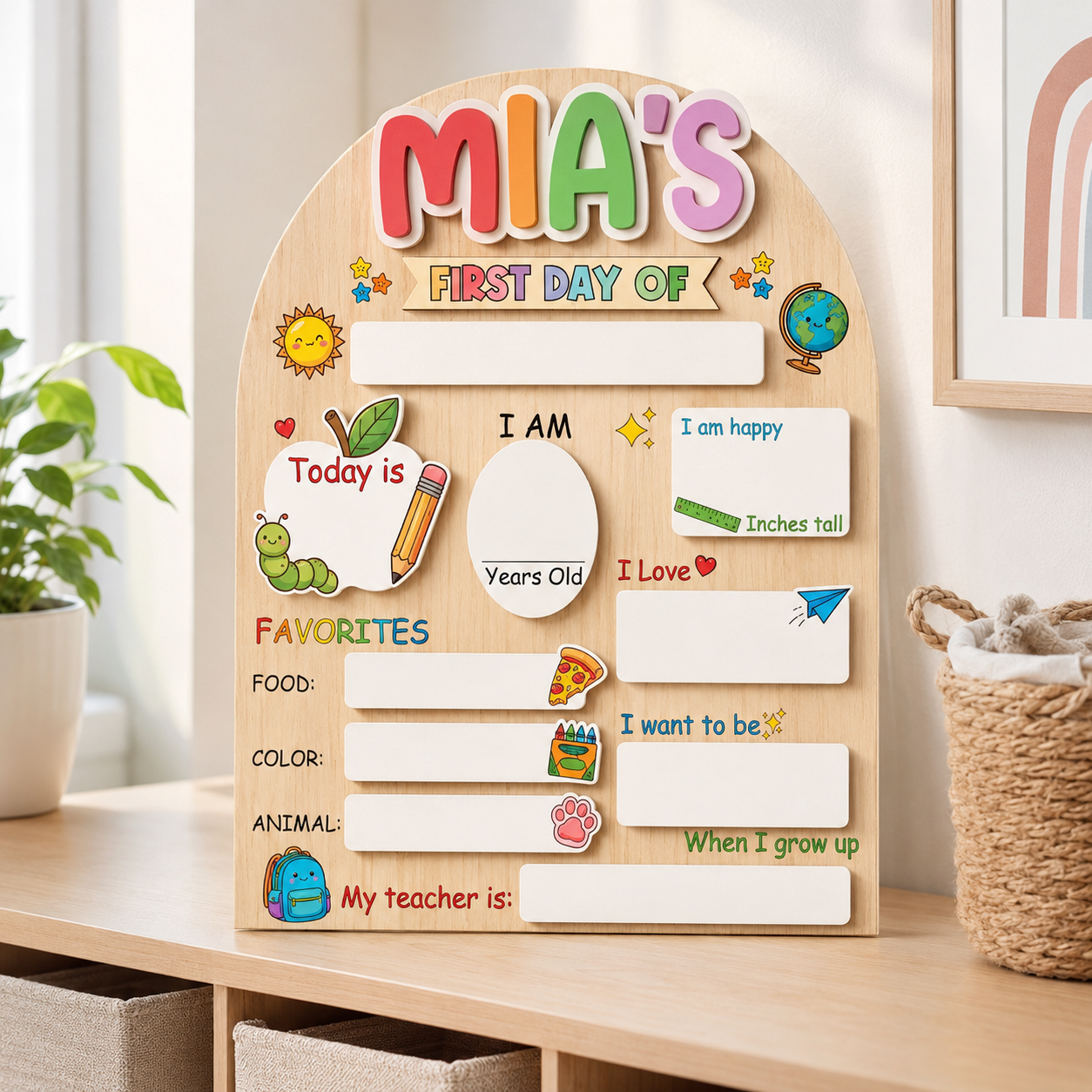 Personalized Back to School Photo Prop, Custom Acrylic Wood School Sign THUC99