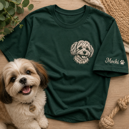 Personalized Dog Photo Embroidered Shirt, Custom Pet Portrait T-Shirt, Dog Mom Gift THUC99