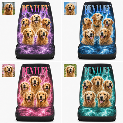 Custom Dog Picture Seat Cover, Personalized Pet Face Car Seat Protector, Dog Lover Gift THUC99