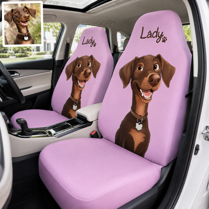 Personalized Pet Portrait Car Seat Cover, Custom Dog Face Seat Protector, Dog Dad Gift THUC99