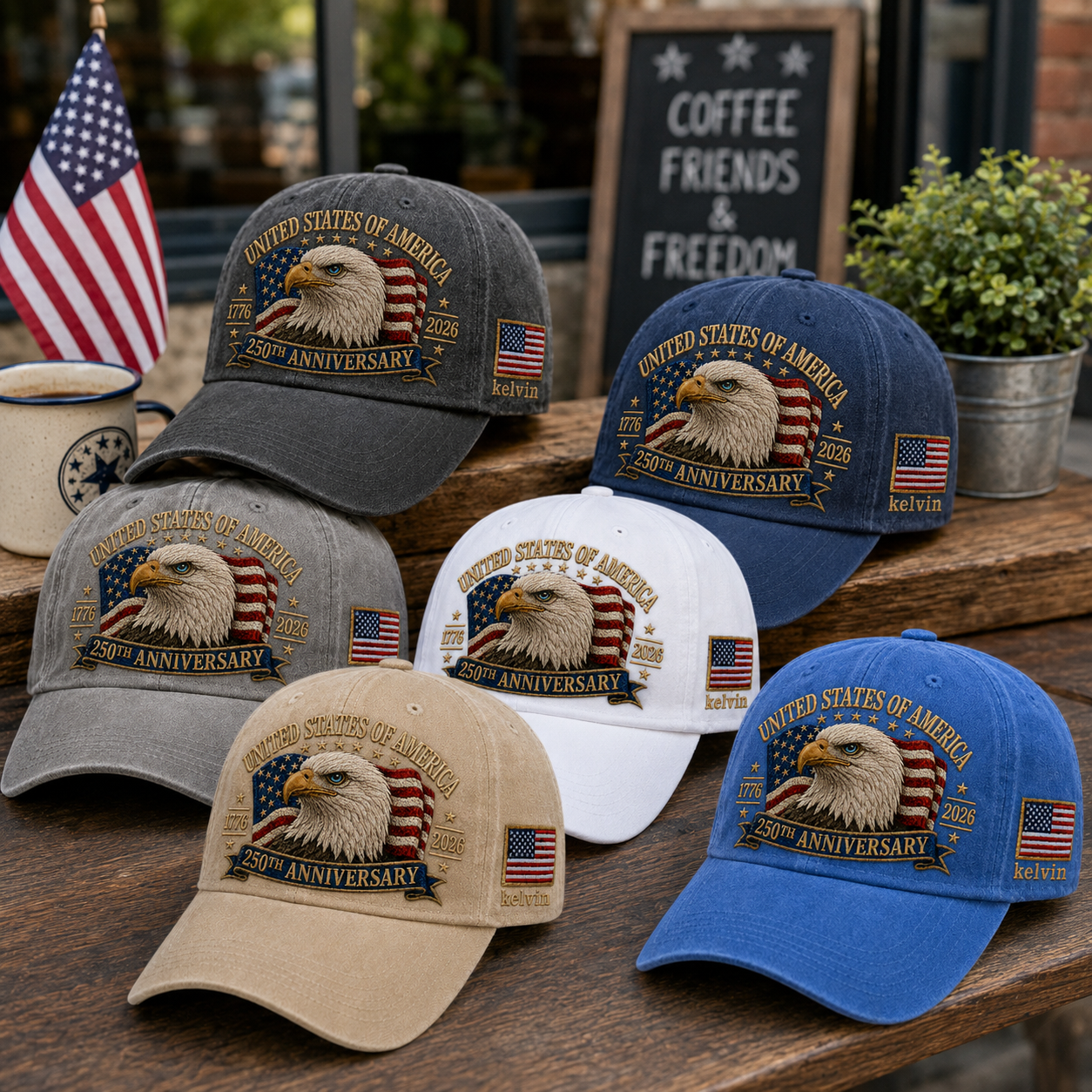 America 250 Years Embroidered Vintage Baseball Hat Semiquincentennial Patriotic Cap THUC99 (Copy)