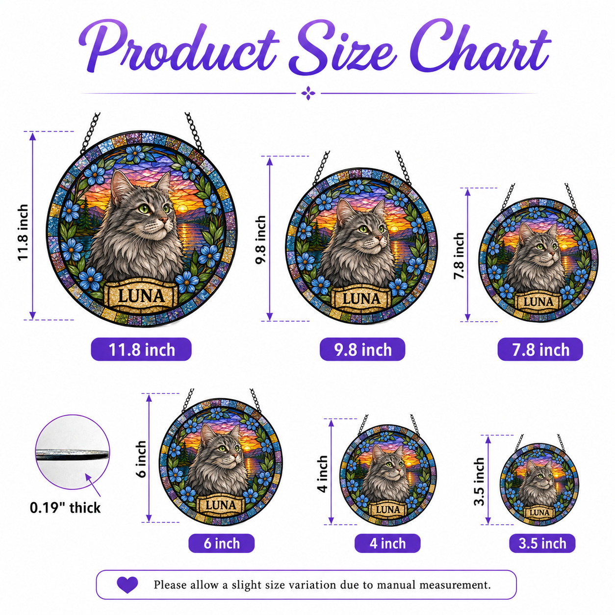 Custom Photo Cat Stained Glass Suncatcher Gift – Personalized Pet Portrait Window Decor | Cat Lover Memorial THUC99
