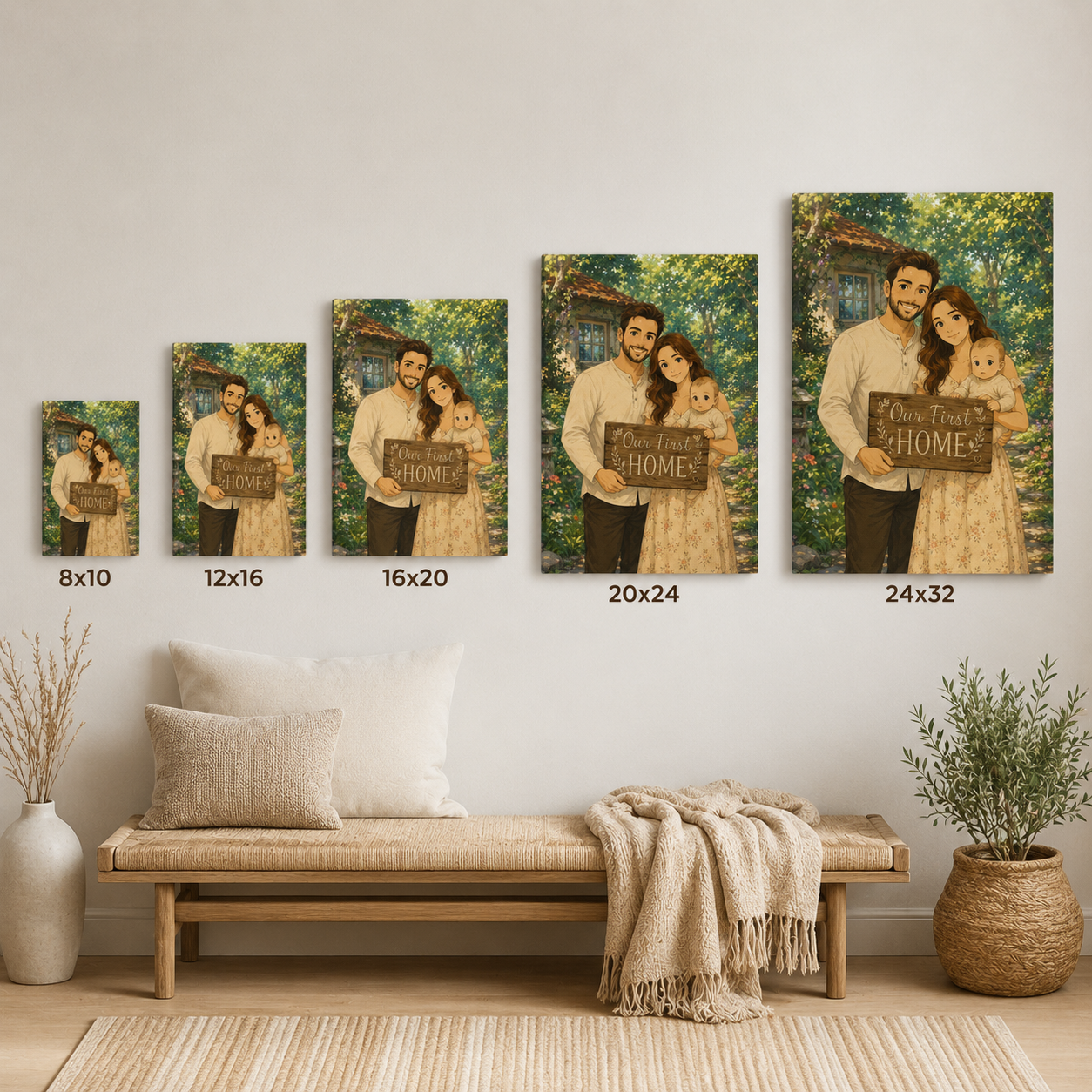Custom Photo Dad's Family Canvas Wall Art - Custom Gift For Dad TOM99