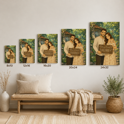 Custom Photo Dad's Family Canvas Wall Art - Custom Gift For Dad TOM99
