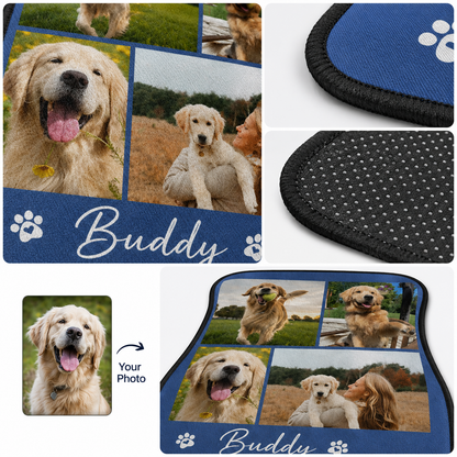 Custom Pet Portrait Car Floor Mats 4-Piece Set, Personalized Dog Lover Auto Accessories THUC99