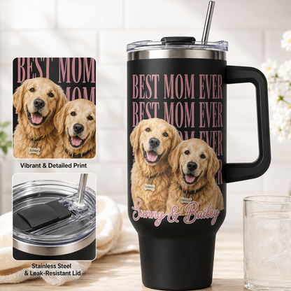 Personalized Dog Dad 40oz Tumbler – Custom Pet Photo Travel Cup for Men and Pet Owners THUC99