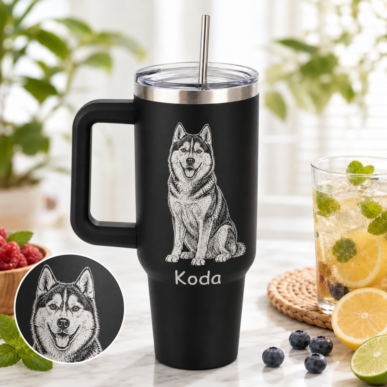 Custom Dog Photo Custom 40oz Tumbler – Personalized Travel Mug Gift for Pet Lovers THUC99