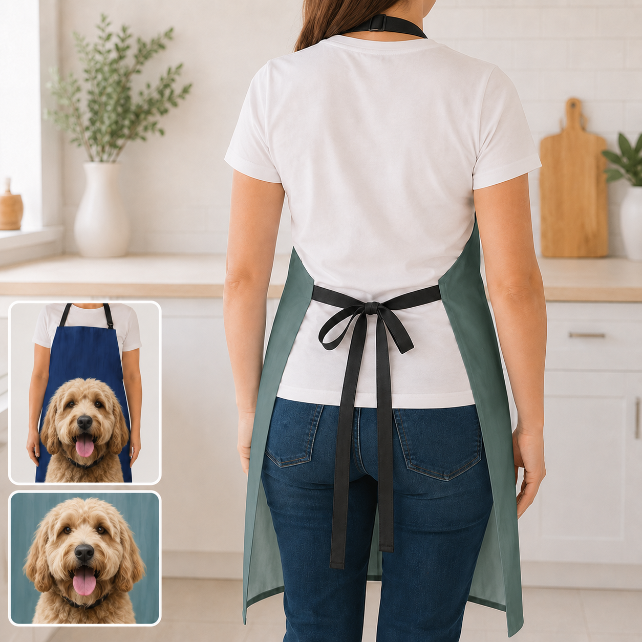 Personalized Dog Apron Custom Photo Dog Apron for Dog Mom, Dog Dad, Pet Lover Kitchen Apron Gift THUC99