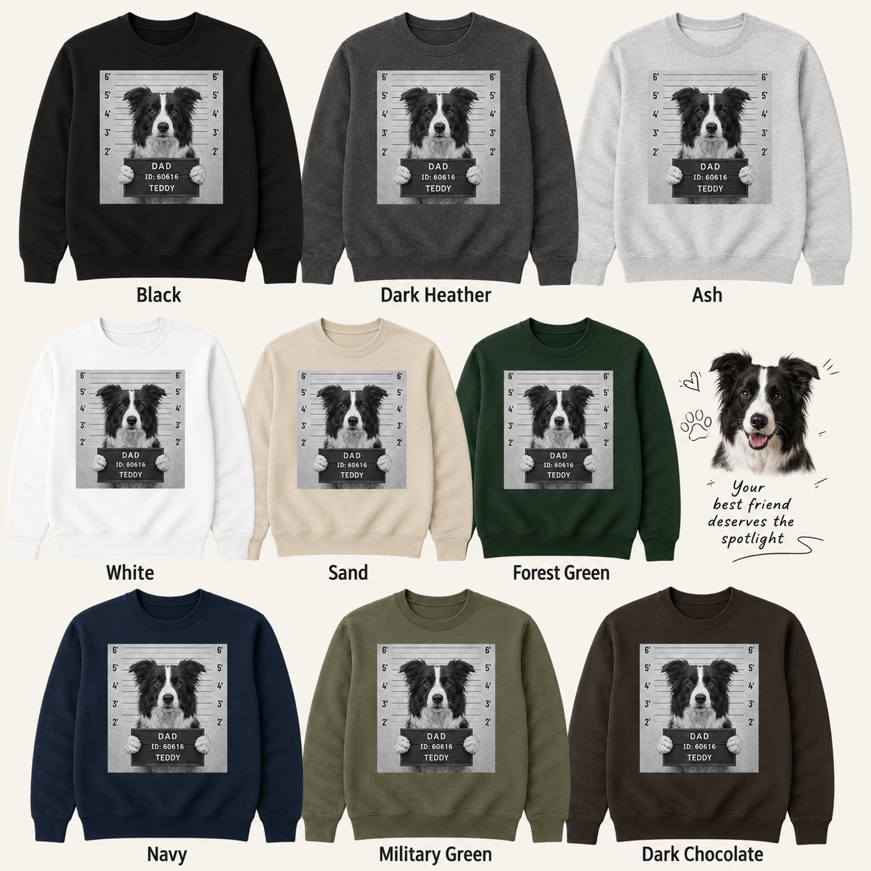 Custom Dog Photo Sweatshirt Personalized Pet Face Hoodie Anniversary Gift for Dog Owners THUC99
