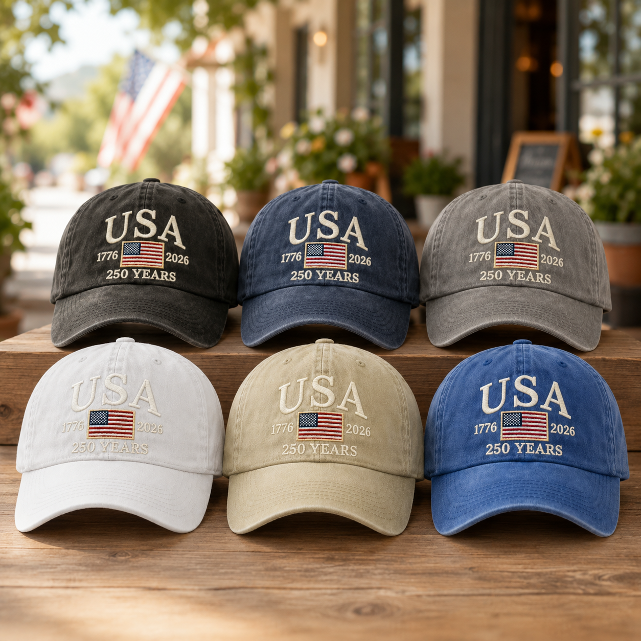 USA 250th Anniversary Embroidered Vintage Dad Hat Celebrating 250 Years of American Freedom THUC99
