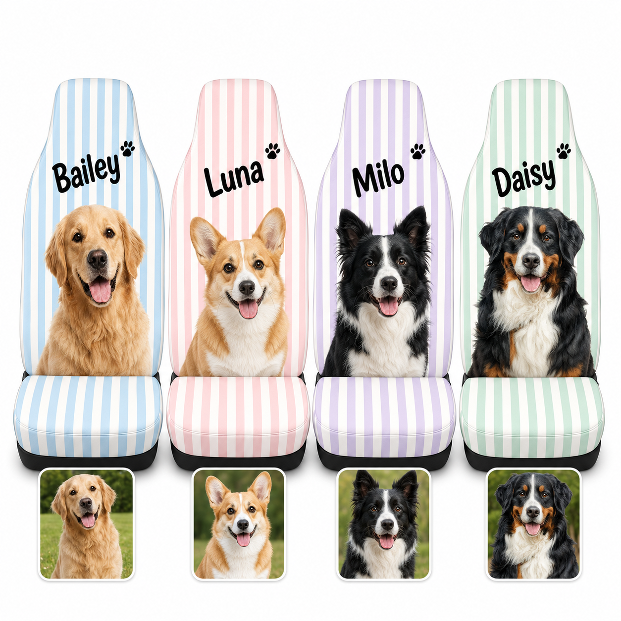 Custom Photo Pet Seat Cover, Personalized Dog Picture Car Seat Protector, Pet Parent Gift THUC99