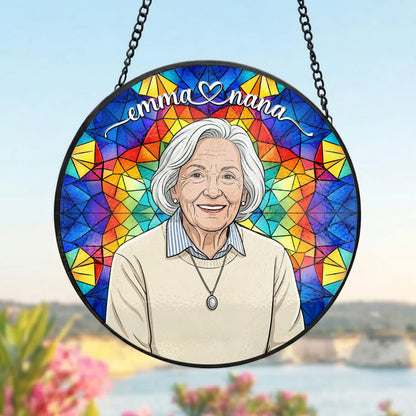Personalized Grandma Stained Glass Suncatcher – Heartfelt Gift for Nana or Mom THUC99