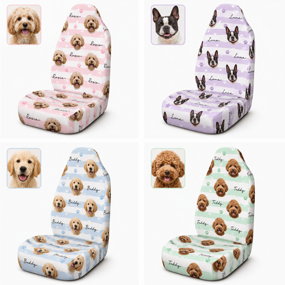 Custom Pet Face Car Seat Cover, Personalized Dog Portrait Auto Seat Cover, Pet Lover Gift THUC99