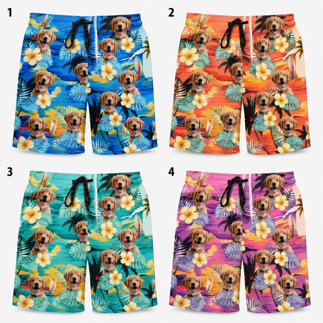 Custom Photo Dog Beach Shorts Personalized Pet Face Swim Trunks for Dog Lovers THUC99