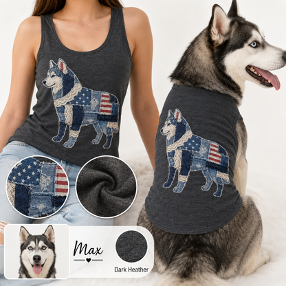 Custom Pet Photo Tank Top Set, Matching Owner and Dog Gift Outfit Gift For Women THUC99