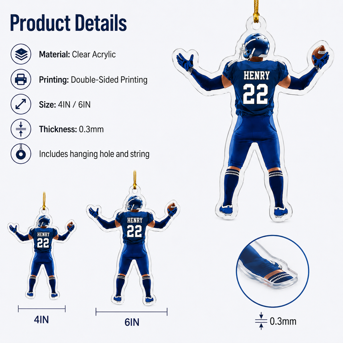 American Football Custome Name Acrylic Style 11