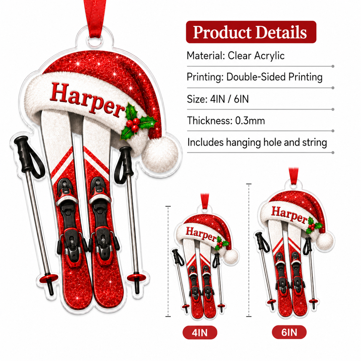 Sport Custome Name Acrylic Skiing