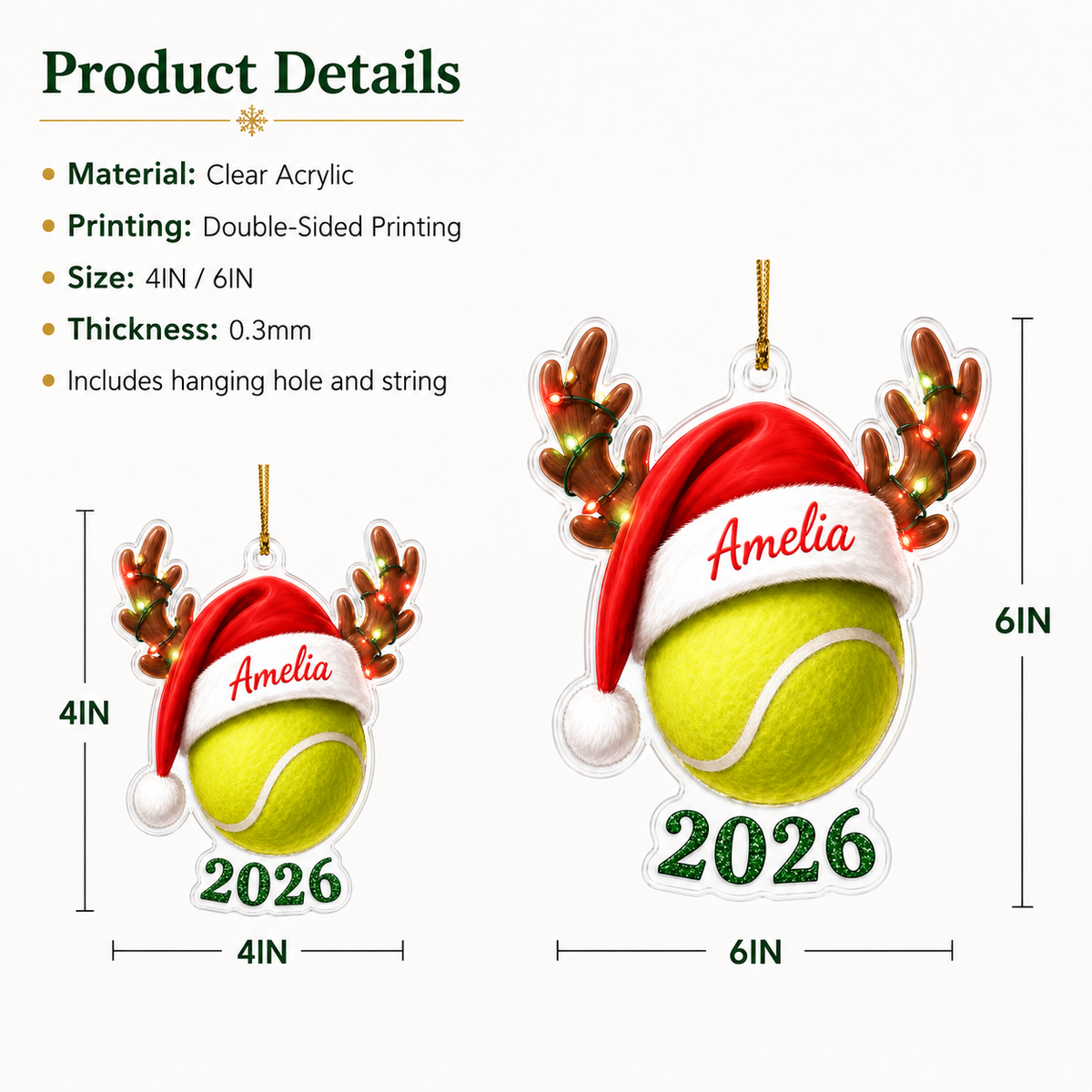 Christmas Sports 2026 Tennis Acrylic