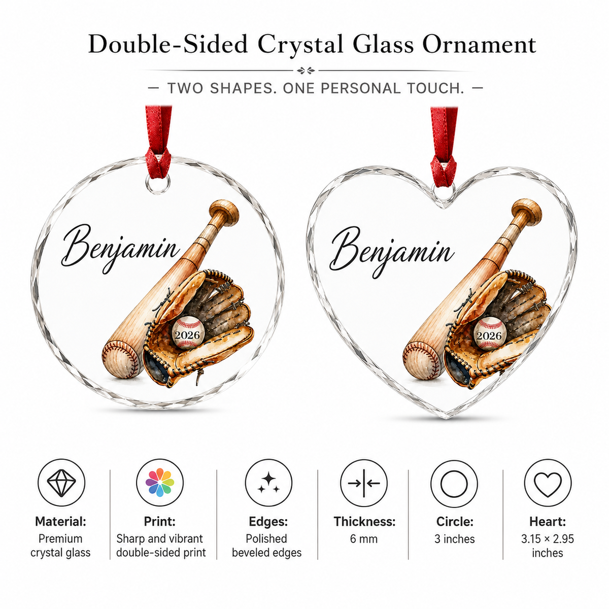 Sport Glass Ornament Baseball Gear