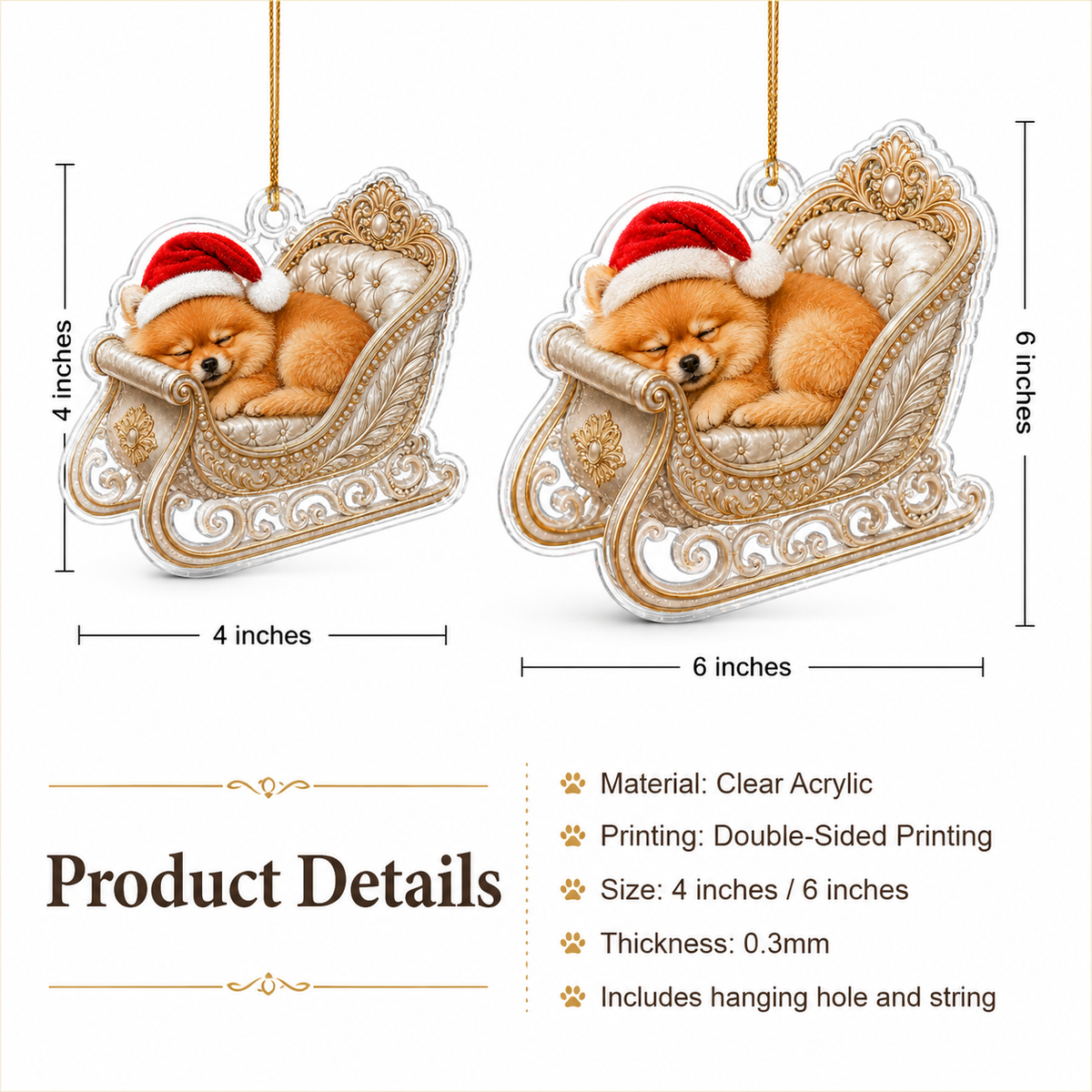 Dog Christmas Sleigh Pomeranian