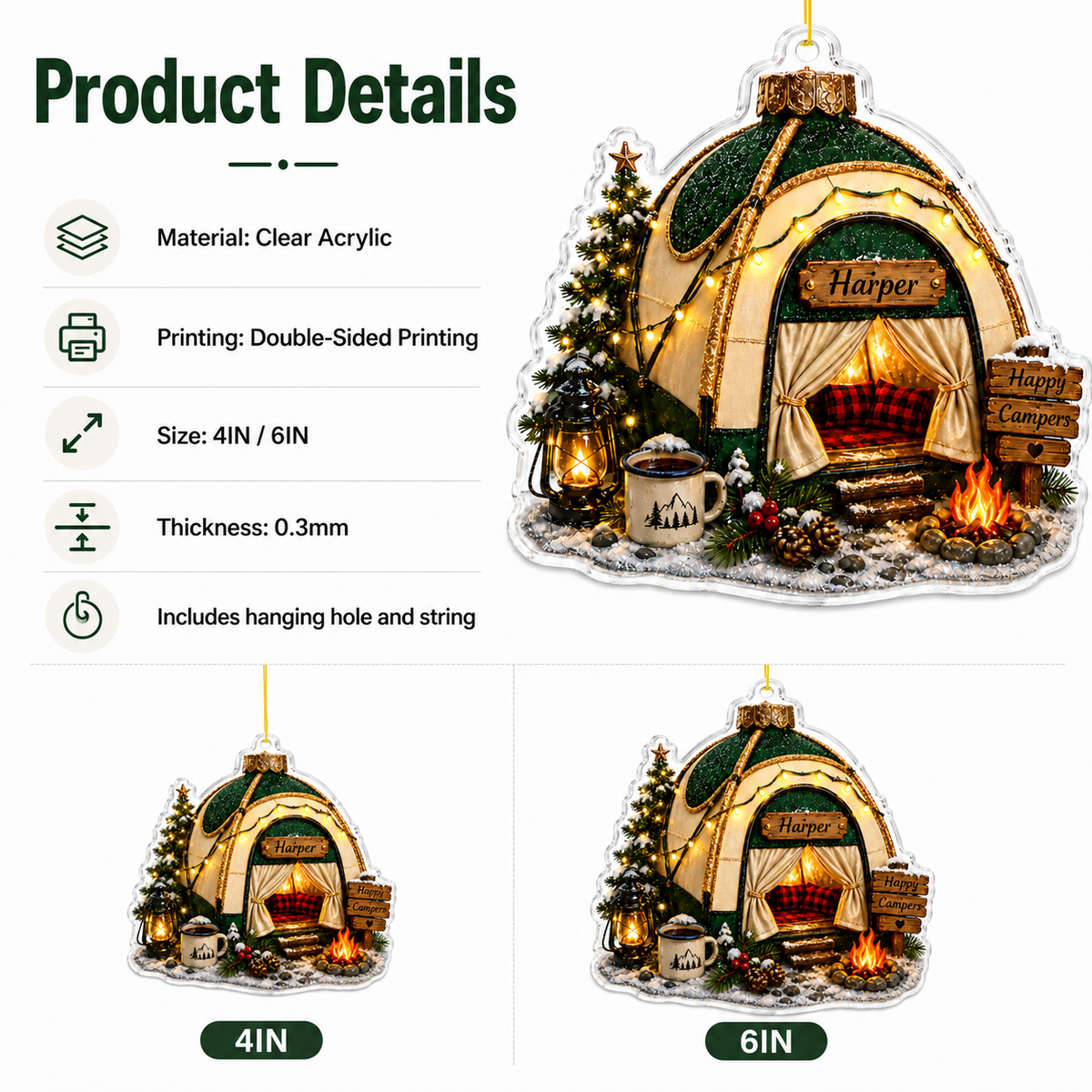Camping Personalize Acrylic Twinkle Camp