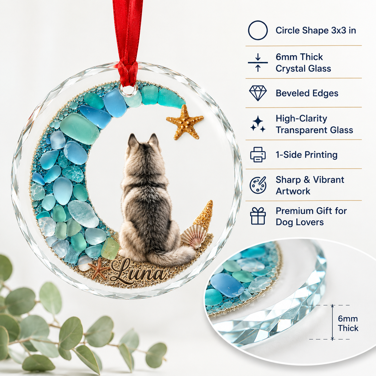 Custom Dog Seashell Husky