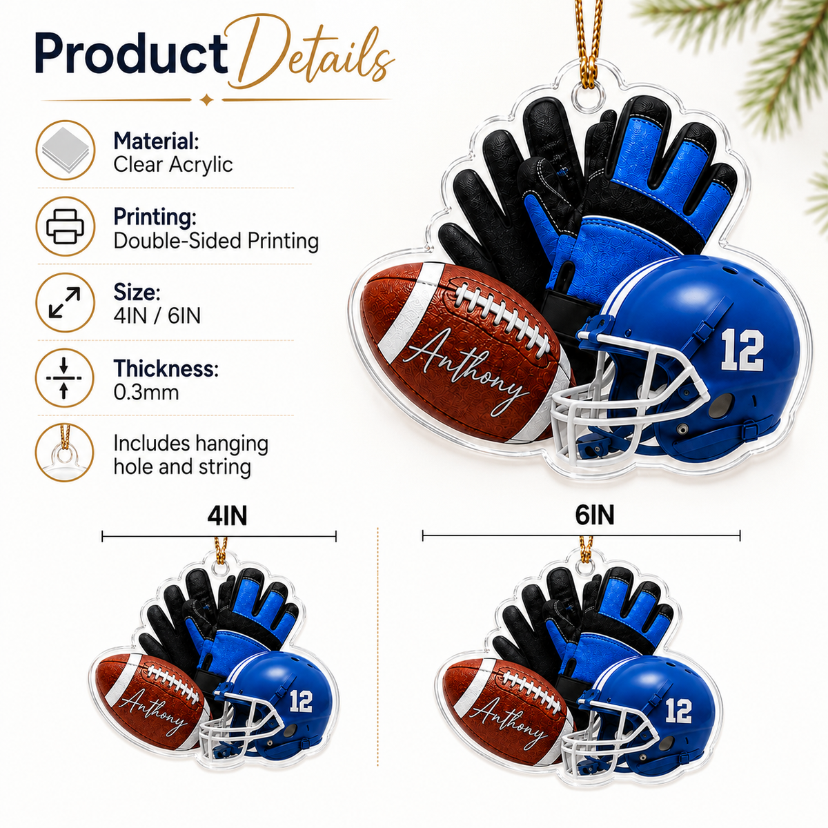 American Football Custome Name Acrylic Style 5