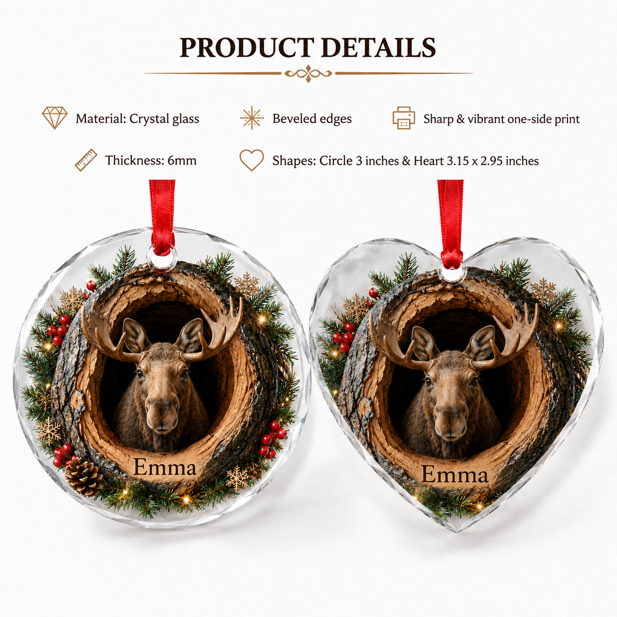 Animal Glass Ornament Tree Hollow Moose