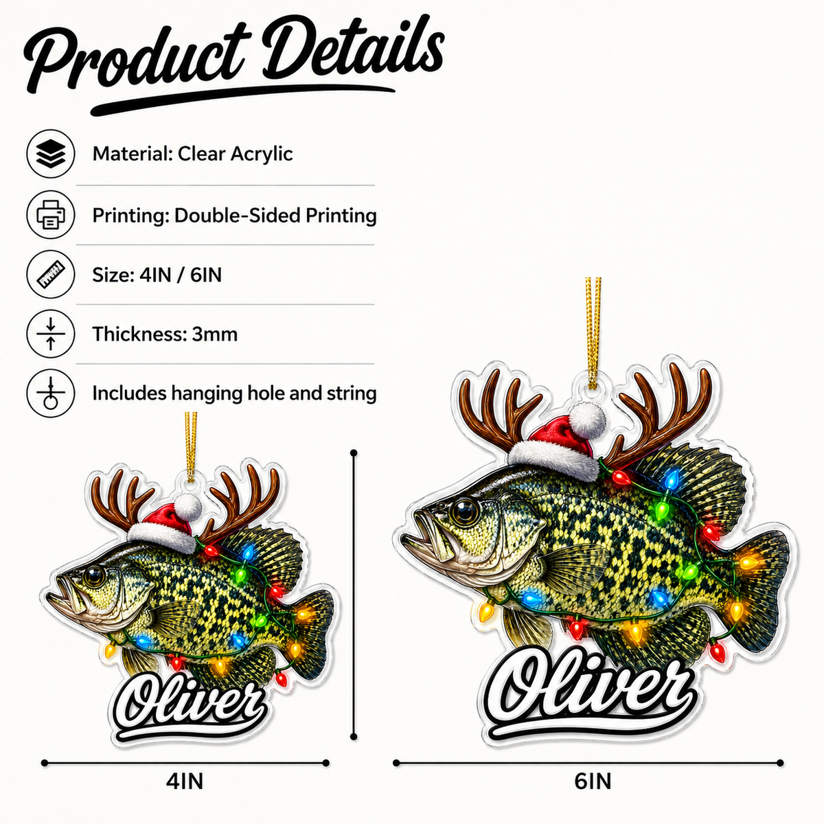 Fishing Christmas Lights Crappie Acrylic