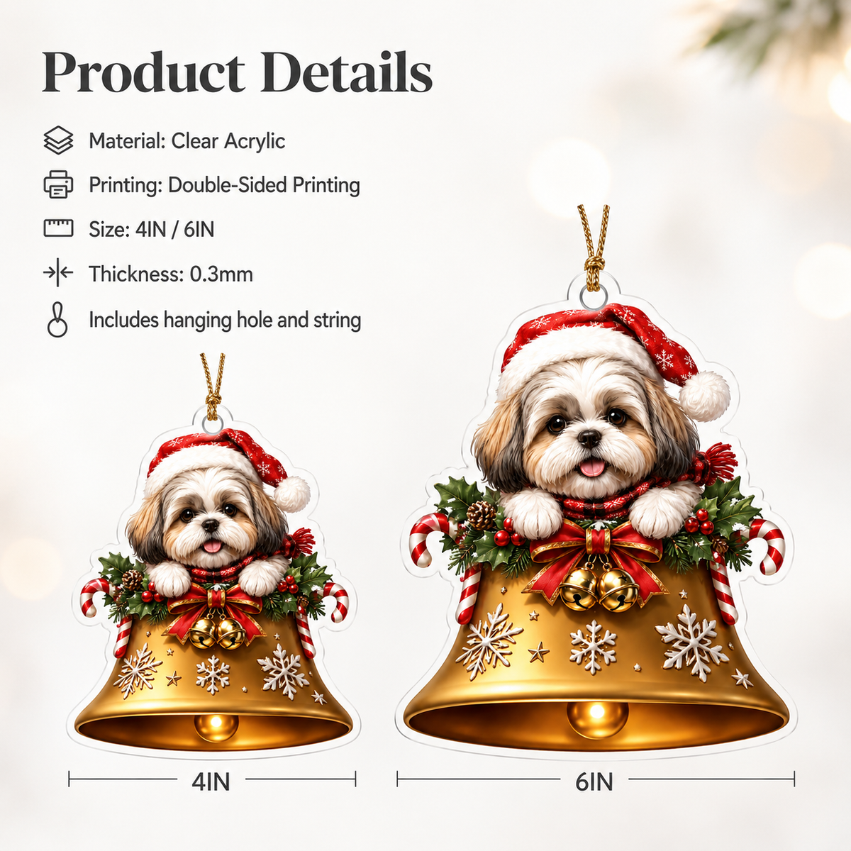 Dog Christmas Bell Shih Tzu