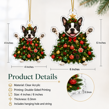 Dog Santa Tree Boston Terrier