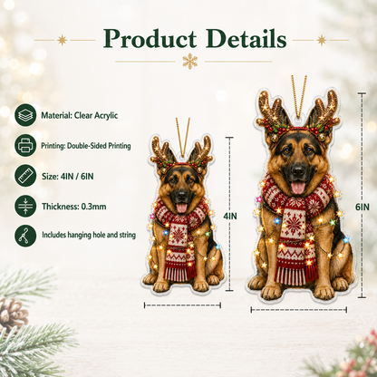 Dog Decor with Antlers & Scarf German Shepherd