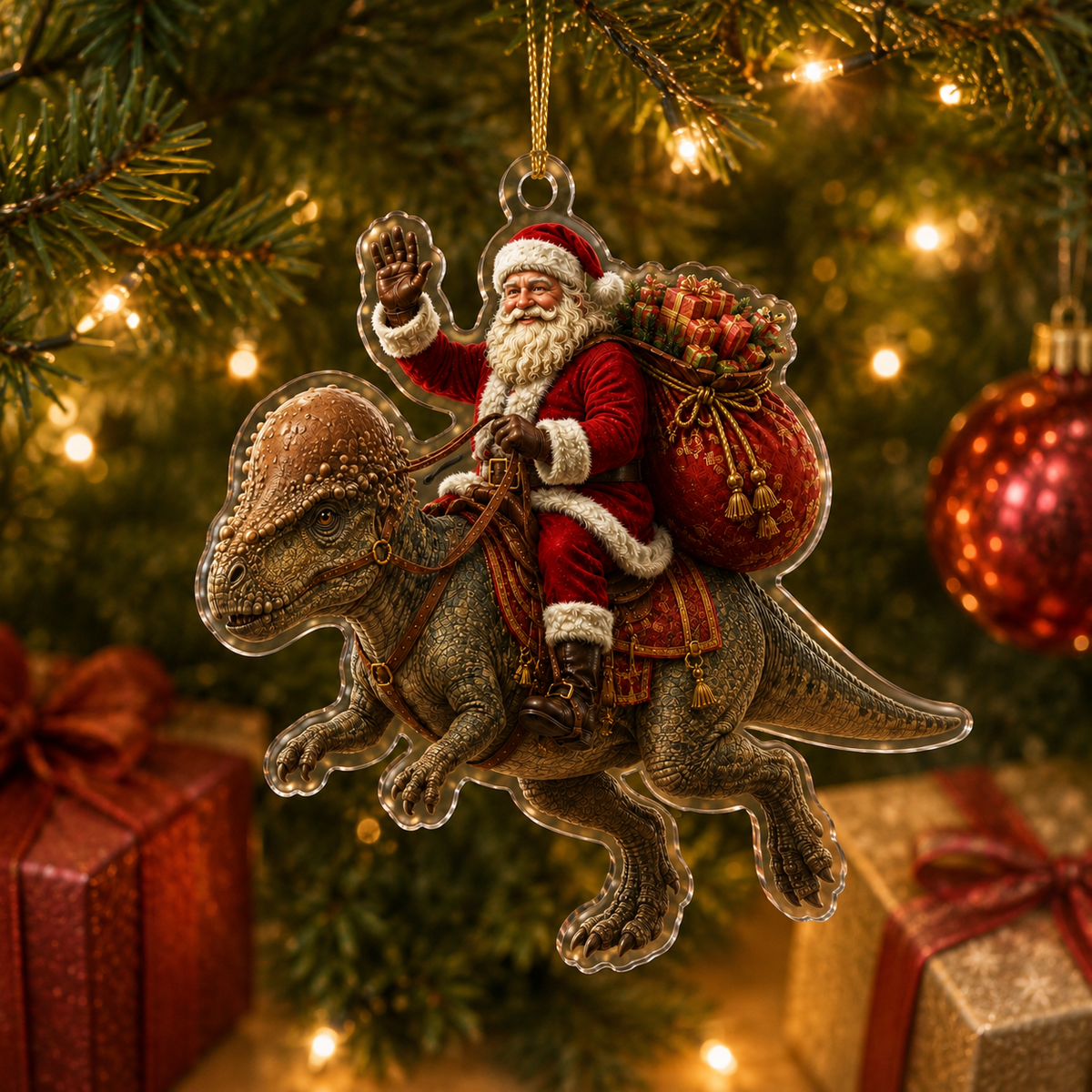 Dinosour With Santa Pachycephalosaurus