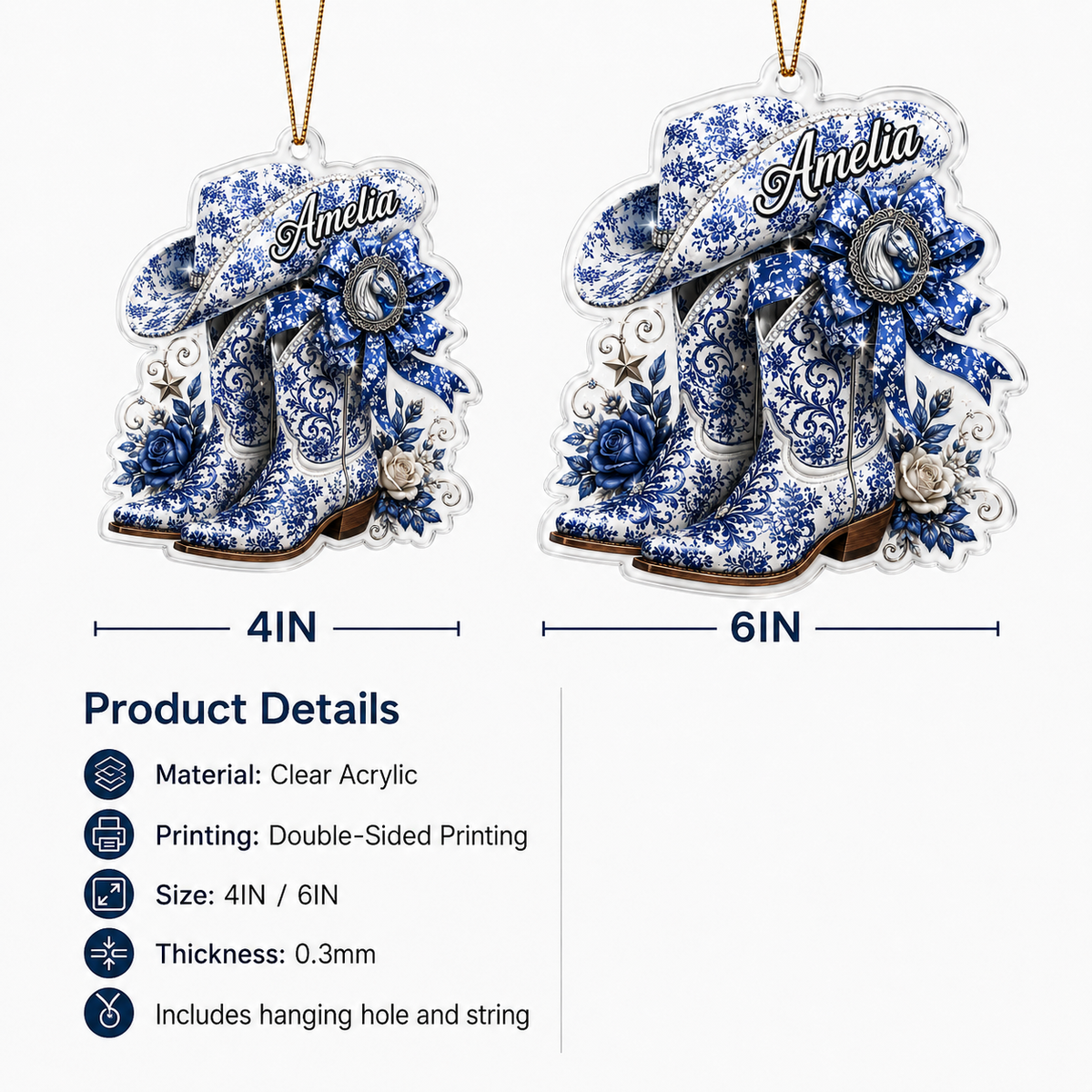 Personalized Cowgirl Cowgirl Boost Blue Porcelain Acrylic