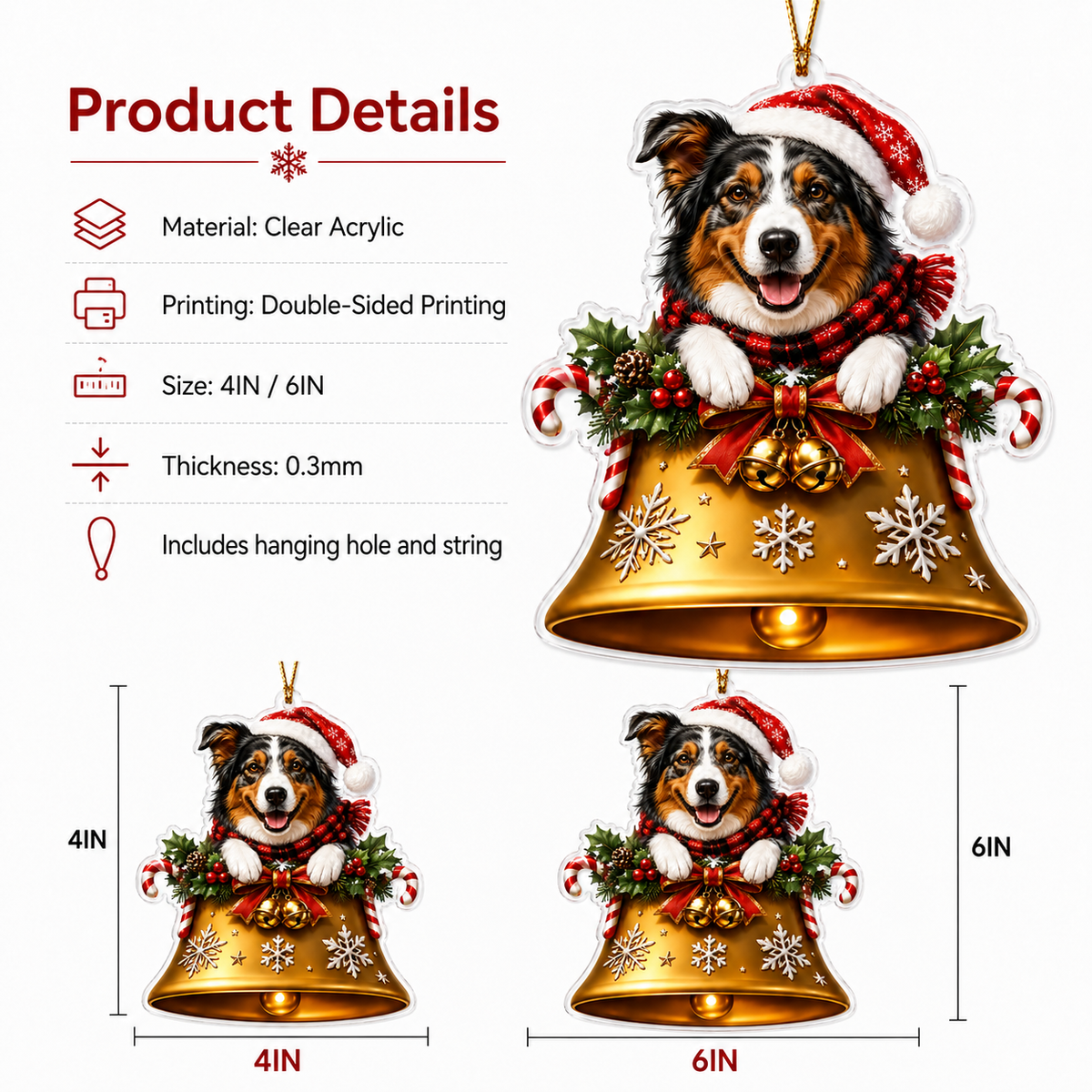 Dog Christmas Bell Australian Shepherd