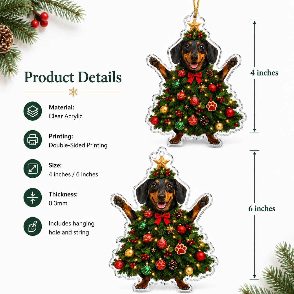 Dog Santa Tree Dachshund