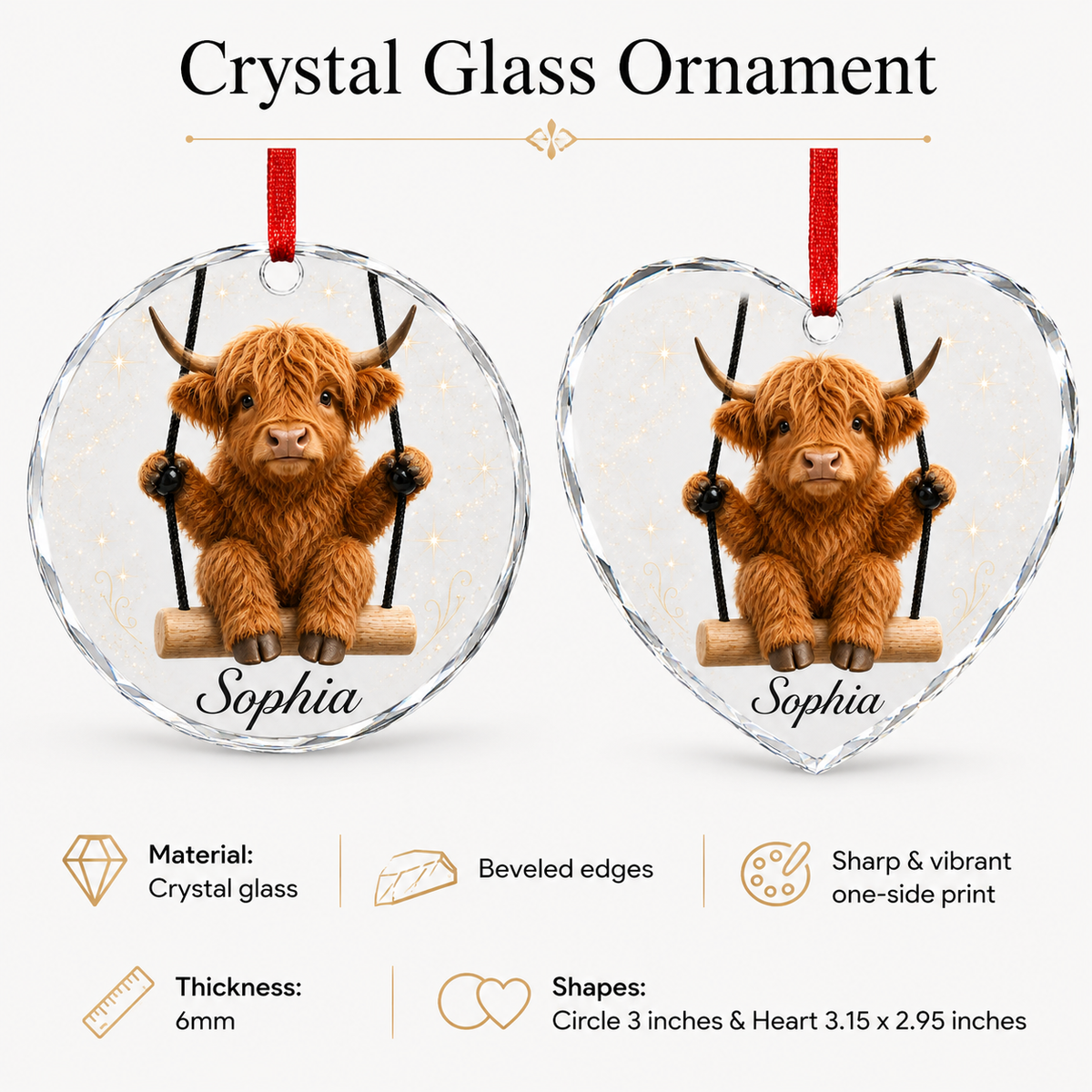 Animal Glass Ornament Highland Cow
